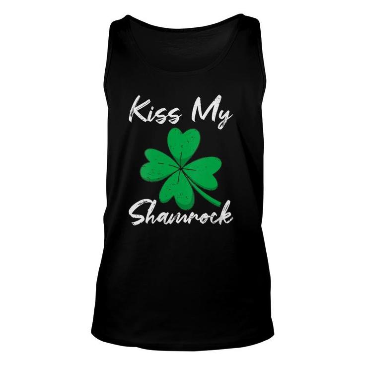 Womens Irish Lucky Leprechaun St Patrick's Day Kiss My Shamrock Tank Top