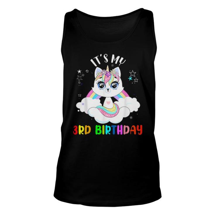 It's My 3Rd Birthday Cute Rainbow Unicorn Cat Toddler  Unisex Tank Top