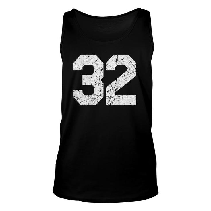 Jersey Uniform Number 32 Athletic Style Sports Back Graphic Unisex Tank Top