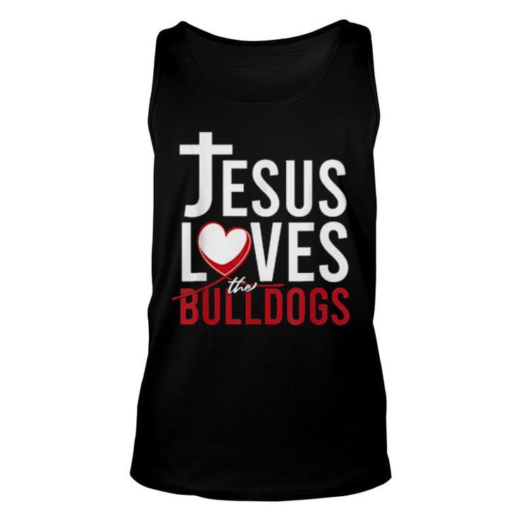Jesus Loves The Bulldogs Dog Christian Prayers  Unisex Tank Top