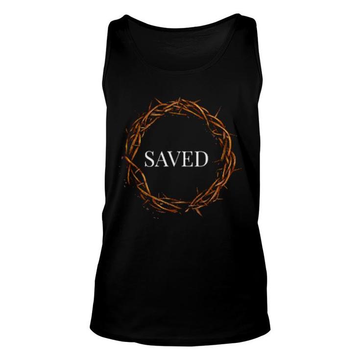 Jesus Saved Crown Of Thorns Passion Crucified Christian  Unisex Tank Top