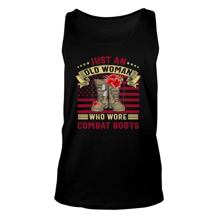 Just An Old Woman Who Wore Combat Boots Veteran Costume Unisex Tank Top