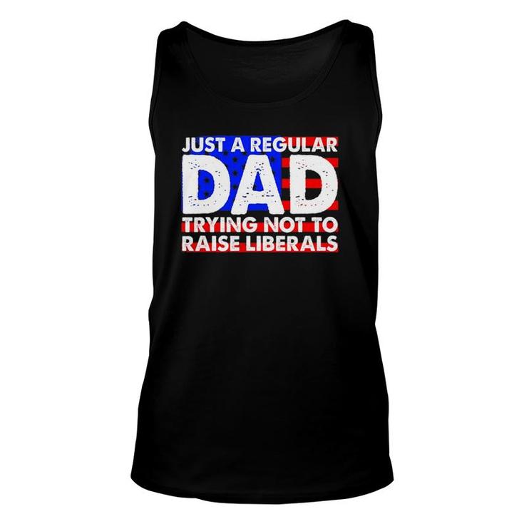 Just A Regular Dad Trying Not To Raise Liberals America Flag Tank Top