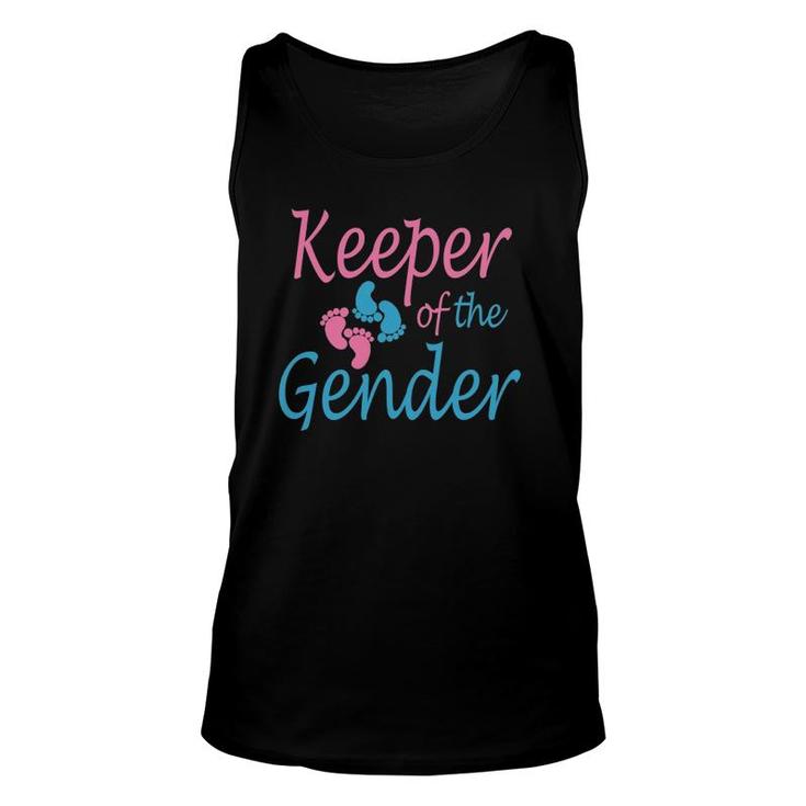 Keeper Of The Gender Reveal White - Baby Announcement Idea Unisex Tank Top