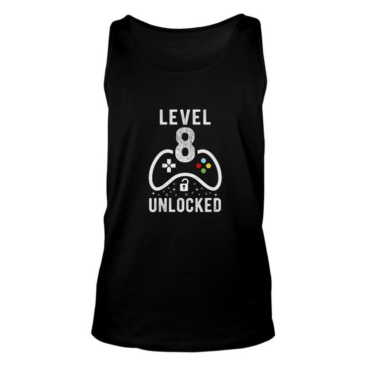 Kids Level 8 Unlocked Video Game 8th Birthday Gift  Unisex Tank Top