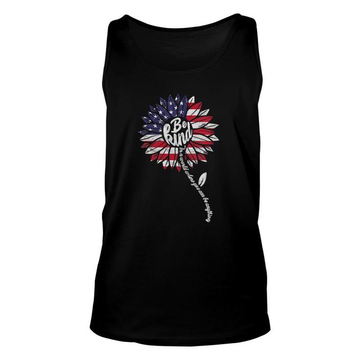 Womens Kindness Sunflower Usa Flag 4Th Of July Patriotic Flower Tank Top
