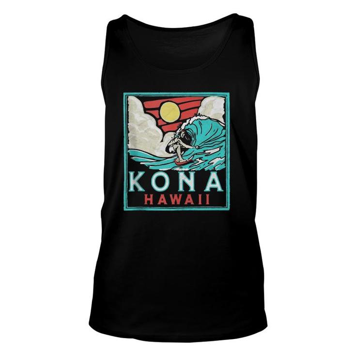 Kona Hawaii Vintage Surfer Retro 80'S Surf Vibe Beach Tank Top