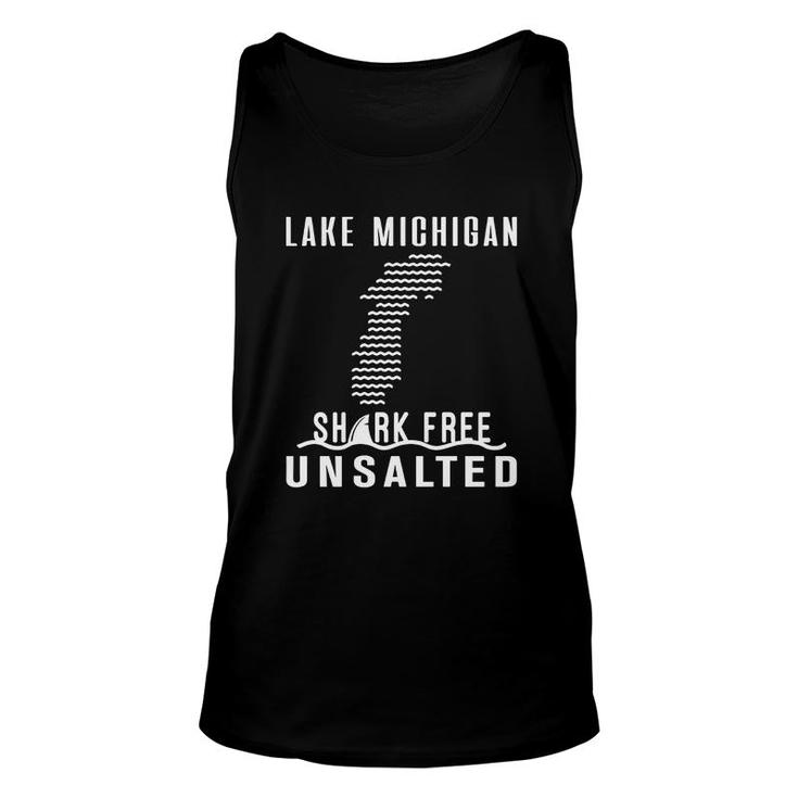 Lake Michigan  Unsalted And Shark Free  Great Lakes Unisex Tank Top