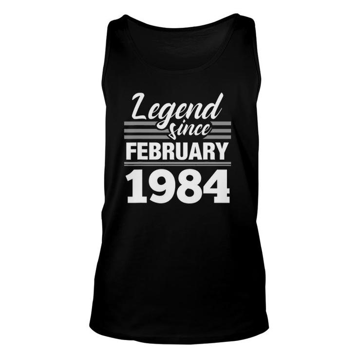Legend Since February 1984 38Th Birthday 38 Years Old Unisex Tank Top