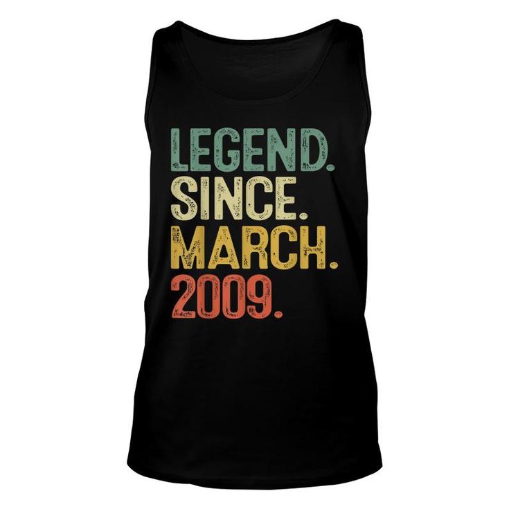 Legend Since March 2009 13 Year Old 13Th Birthday Gift Boys Unisex Tank Top