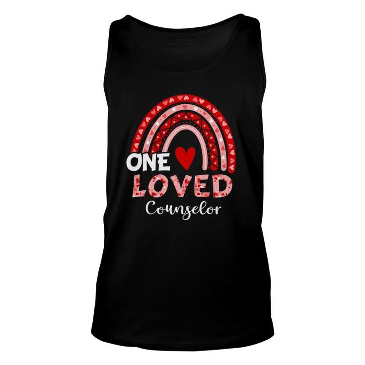 Leopard Rainbow One Loved Counselor Valentine's Day Matching Tank Top