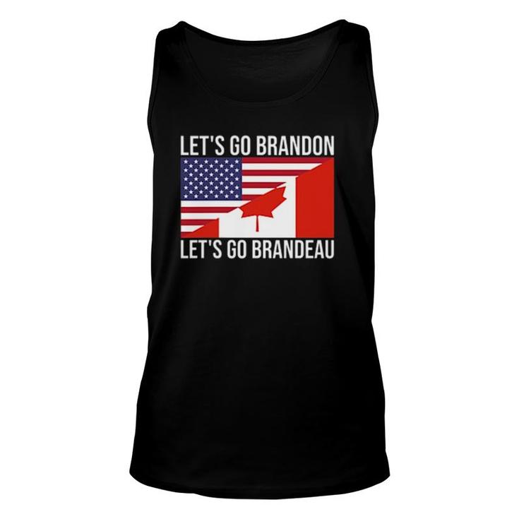 Let's Go Brandeau Usa Canada Flag Freedom Convoy Trucker Unisex Tank Top