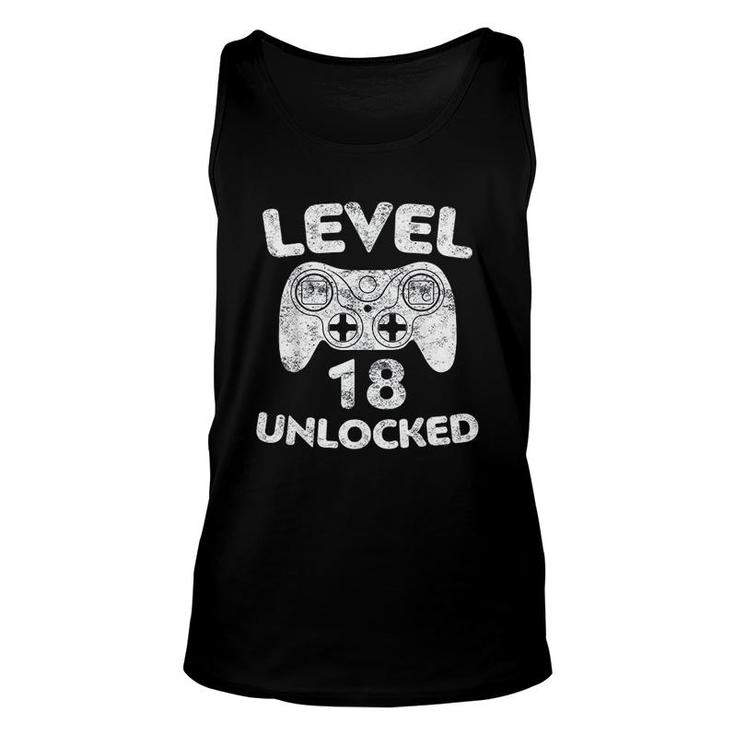 Level 18 Unlocked 18th Video Gamer Birthday Gift White Unisex Tank Top