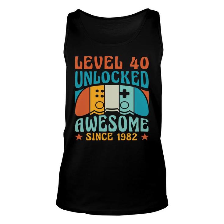 Level 40 Unlocked Awesome 1982 40Th Birthday Man Video Game Unisex Tank Top