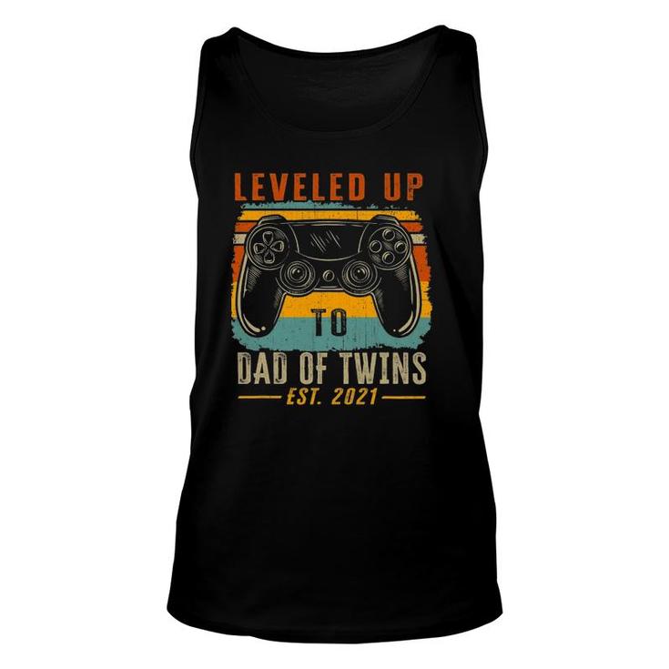 Leveled Up To Dad Of Twins Est 2021 Father's Day Unisex Tank Top