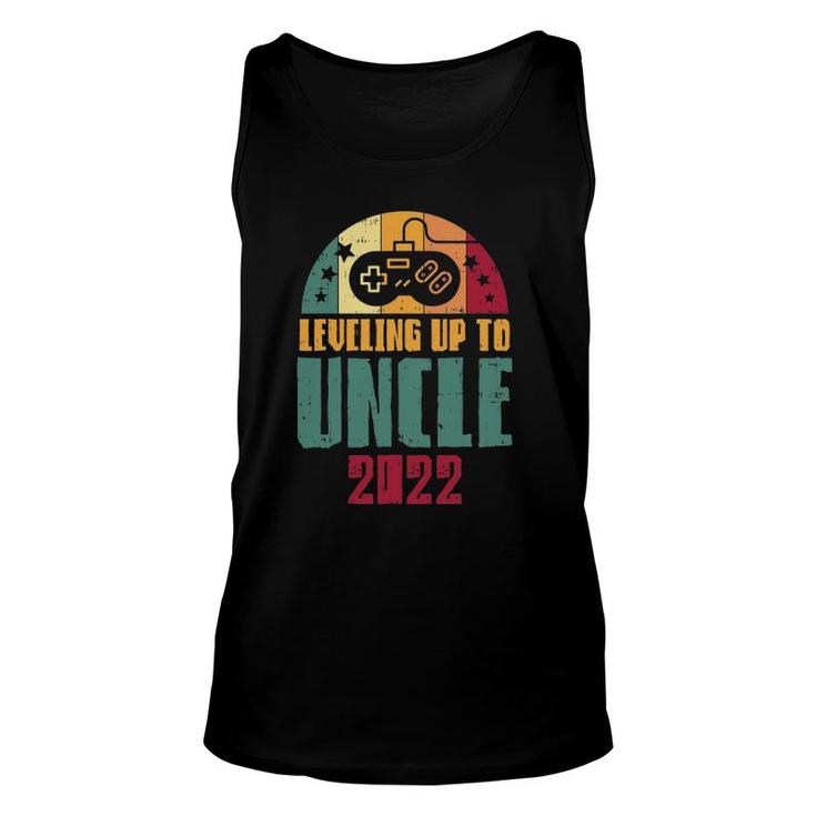 Mens Leveling Up To Uncle 2022 Retro Pregnancy Reveal Gamer Tank Top