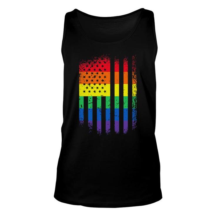 Lgbt Lgbtqia Usa Flag Colorful Gay Lesbian Support  Unisex Tank Top