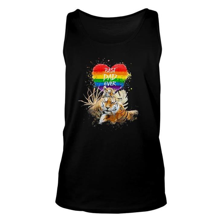 Lgbt Pride Daddy Tiger Rainbow Best Dad Ever Father's Day Unisex Tank Top