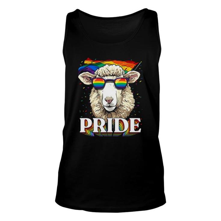 Lgbt Sheep Gay Pride Lgbtq Rainbow Flag Sunglasses Unisex Tank Top