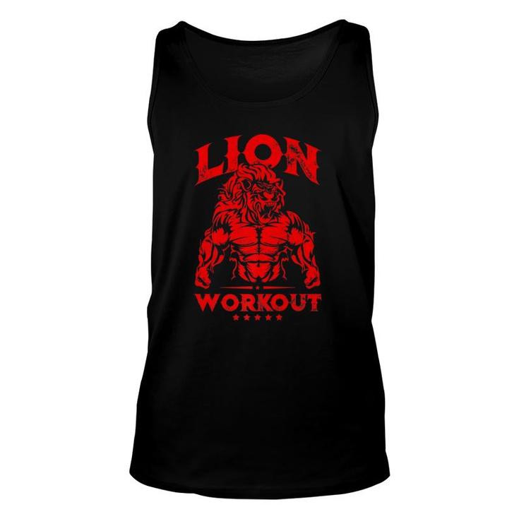 Lion Workout Beast Muscles Motivation Fitness Gym - Quote  Unisex Tank Top