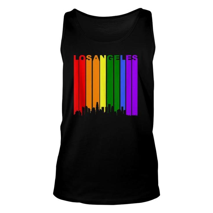 Los Angeles California Lgbtq Gay Pride Rainbow Skyline  Unisex Tank Top