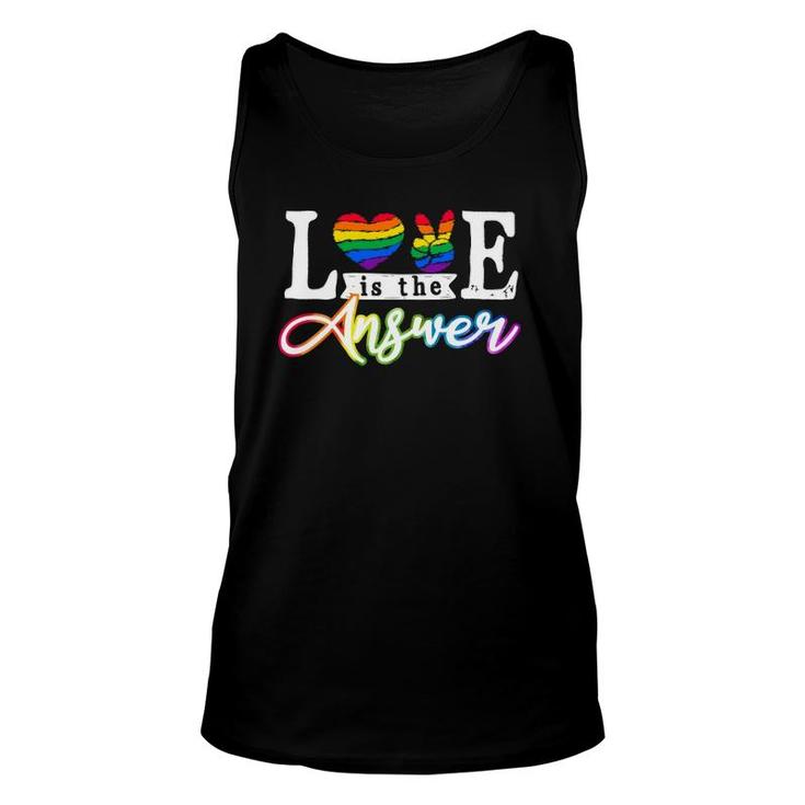 Love Is The Answer Trans Lgbt Gay Pride Month Rainbow Heart Hi Sign Tank Top