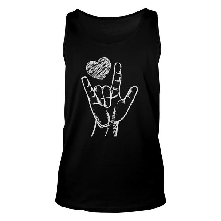 Love Sign Language Asl Heart Valentine's Day Gift For Him Unisex Tank Top