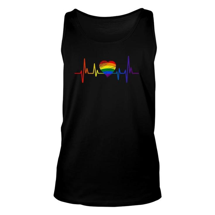 Lovely Lgbt Gay Pride Heartbeat Lesbian Gays Love  Unisex Tank Top