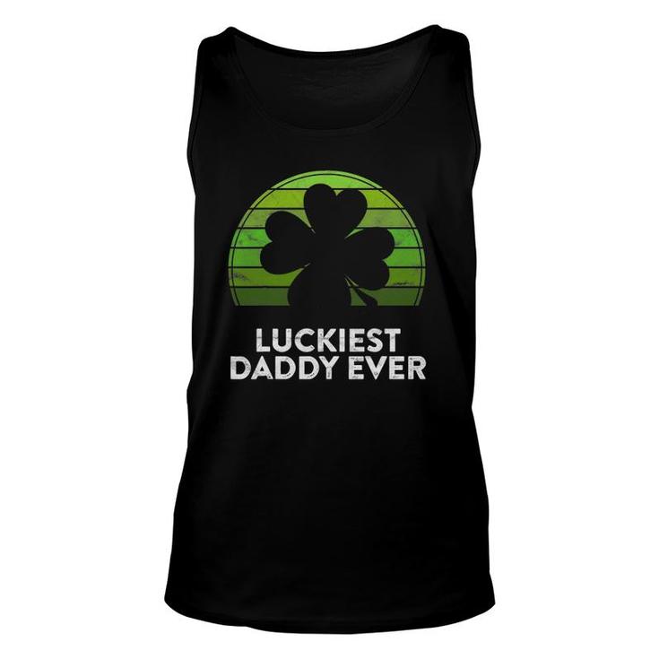Mens Luckiest Daddy Ever Shamrock Sunset St Patrick's Day Dad Tank Top