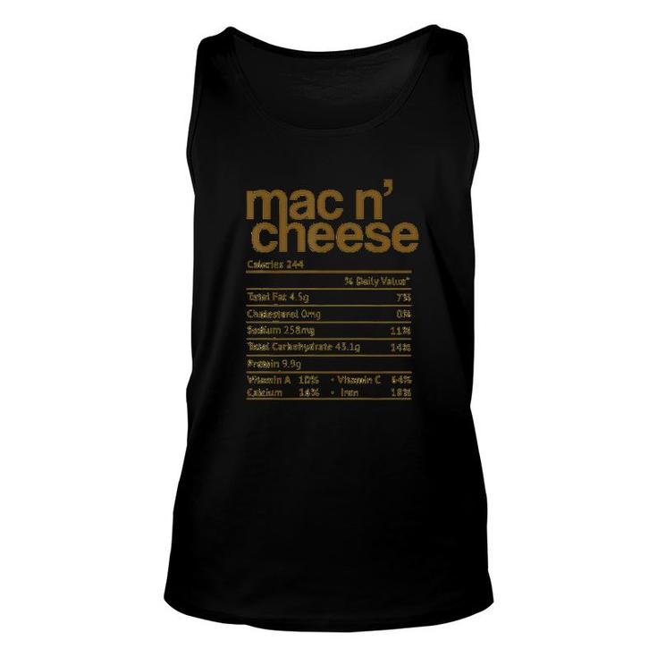 Mac And Cheese Nutrition Funny Thanksgiving Mac N Cheese Unisex Tank Top