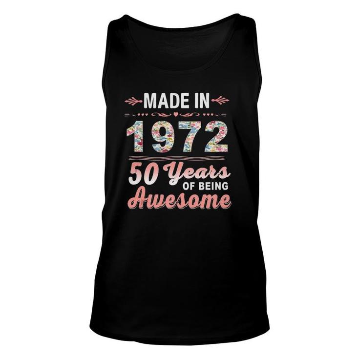 Made In 1972 Floral 50 Years Old 50Th Birthday Women Tank Top Tank Top