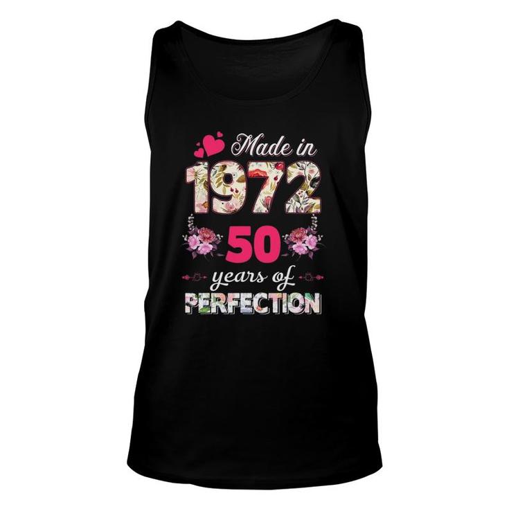 Made In 1972 Floral 50 Years Old 50Th Birthday Gifts Women Unisex Tank Top