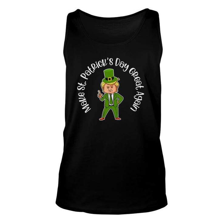 Make St Patricks Day Great Again Funny Leprechaun Green Unisex Tank Top