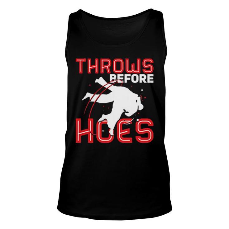 Martial Arts Karate Throws Before Hoes  Unisex Tank Top