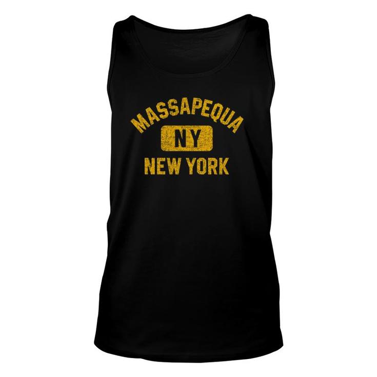 Massapequa Ny New York Gym Style Distressed Amber Print  Unisex Tank Top