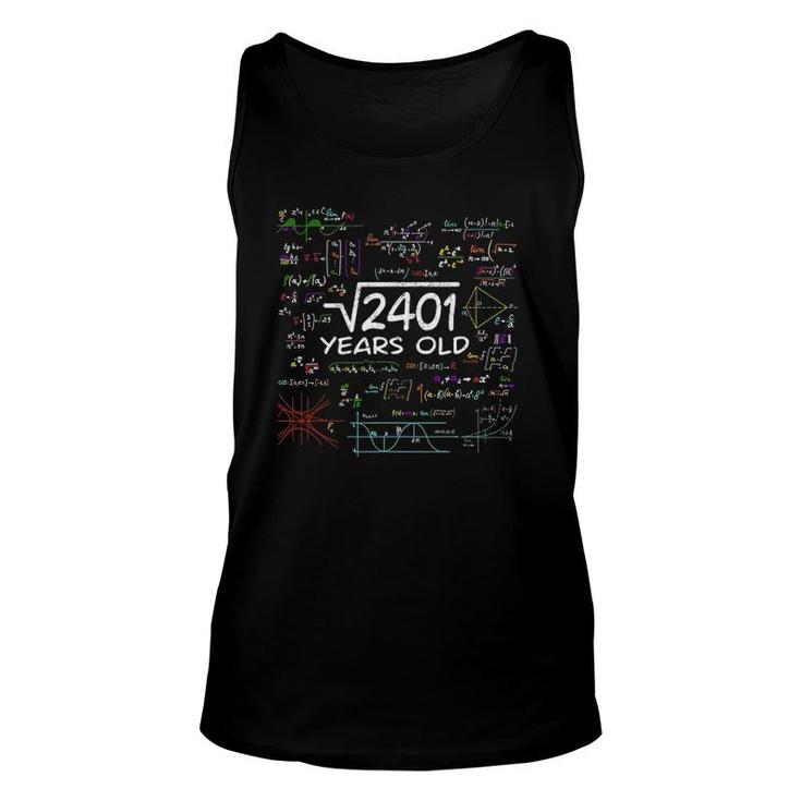 Math Square Root Of 2401 Vintage 49Th Birthday 49 Years Old Unisex Tank Top
