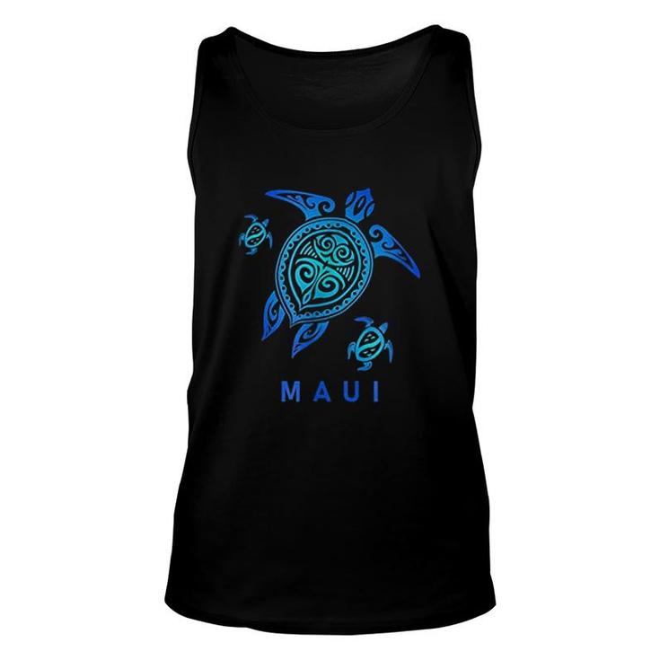 Maui Hawaii Sea Blue Tribal Turtle Unisex Tank Top