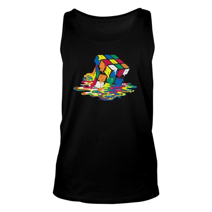 Melted Square Puzzle Cube Game From The 1980S Retro Design Unisex Tank Top
