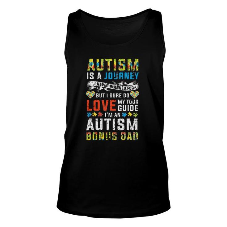 Mens Autism Bonus Dad Journey Quote Autism Awareness Unisex Tank Top