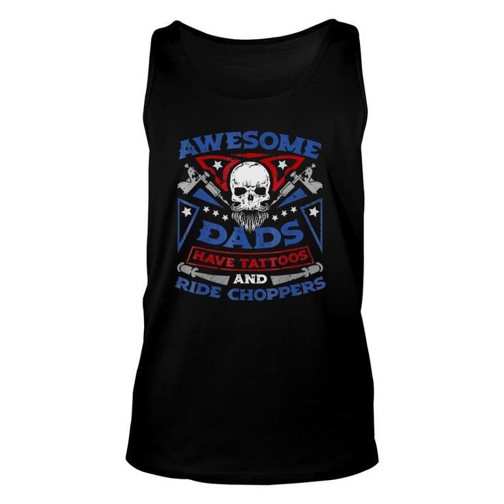 Mens Awesome Dads Have Tattoos And Ride Choppers Unisex Tank Top