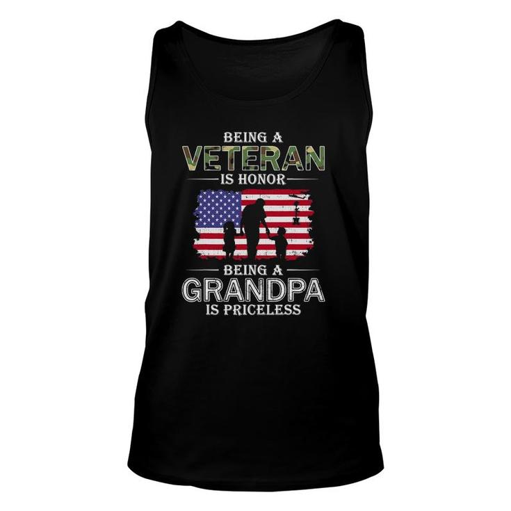 Mens Being A Veteran Is Honor Grandpa Is Priceless Unisex Tank Top