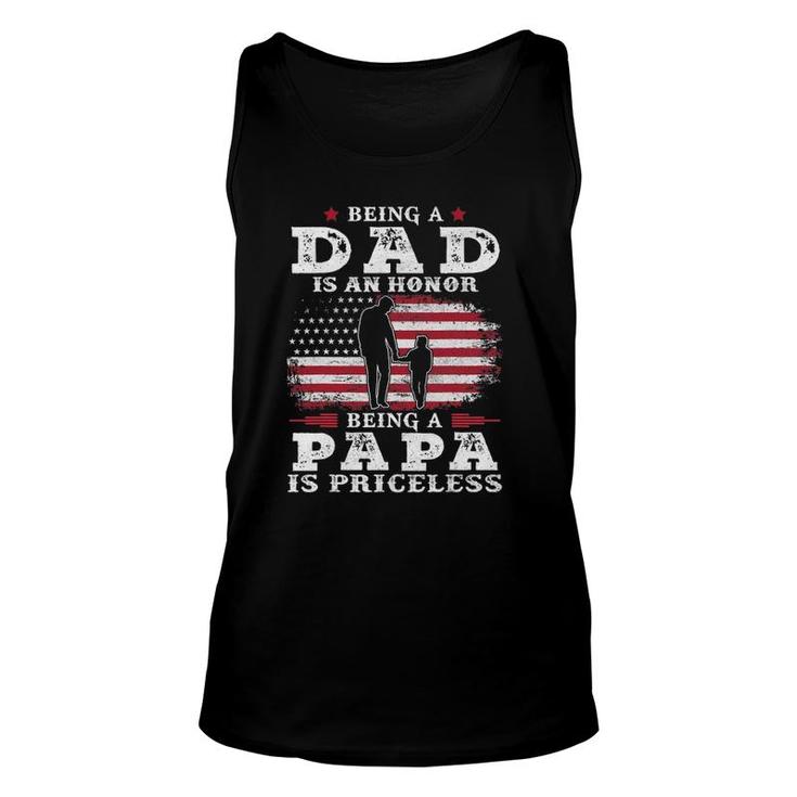 Mens Being Dad Is An Honor Being Papa Is Priceless Usa Flag Unisex Tank Top