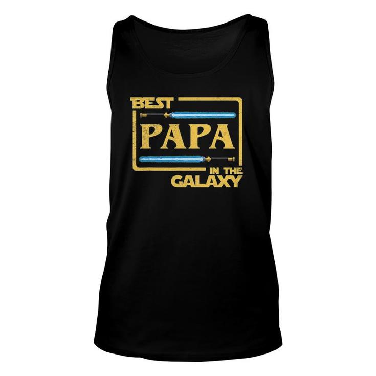 Mens Best Papa In The Galaxy Funny Father's Day Unisex Tank Top