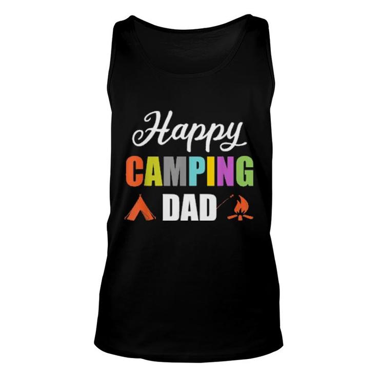 Mens Campfire Tent Camper Dad Father Happy Camping  Unisex Tank Top