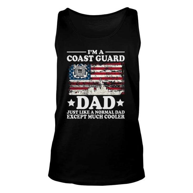 Mens Coast Guard Dad American Flag Military Family Gift Unisex Tank Top