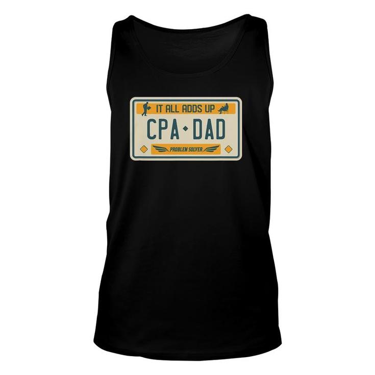 Mens Cpa Dad Funny Accountant Accounting License Place Unisex Tank Top