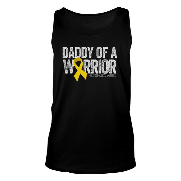Mens Daddy Of A Warrior Childhood Cancer Dad Ribbon Unisex Tank Top