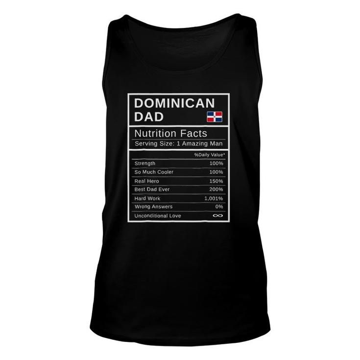 Mens Dominican Dad, Nutrition Facts  Father's Day Hero Gift Unisex Tank Top
