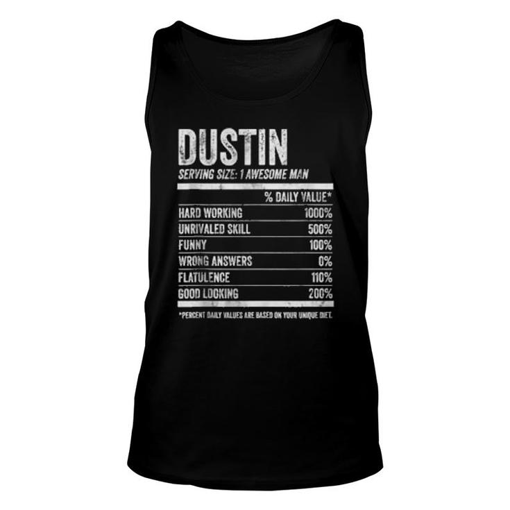 Mens Dustin Nutrition Personalized Name  Name Facts  Unisex Tank Top