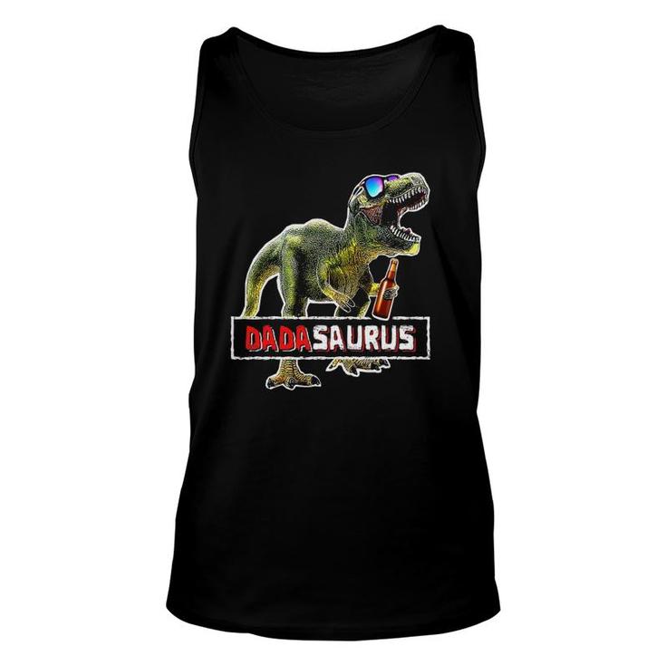 Mens Funny Dadasaurus Rex Beer  Fathers Day Giftsrex Dad Unisex Tank Top
